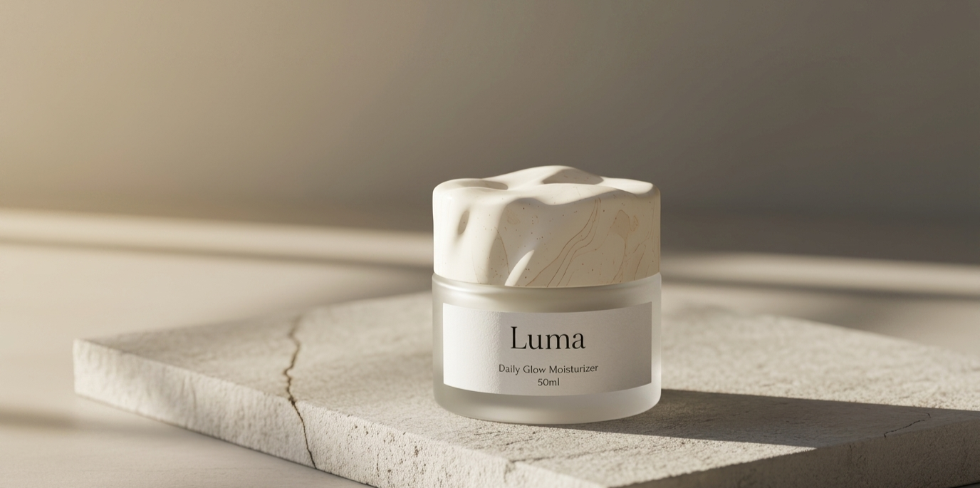 Luma Daily Glow Moisturizer on stone